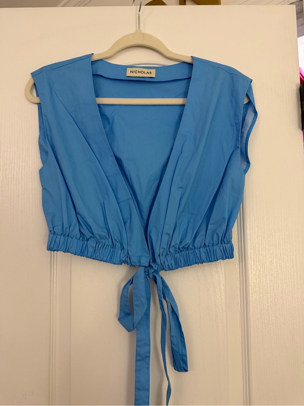 NWOT Nicholas Blue Tie-Front Cropped Top